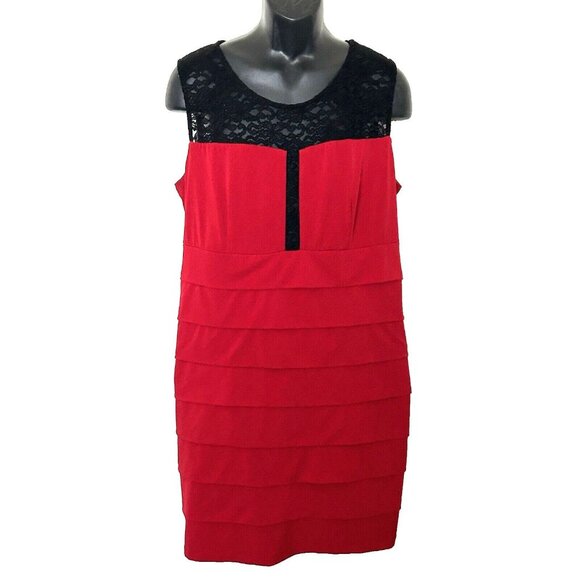ENFOCUS Women Black & Red Bodycon Dress Size 20W - Picture 1 of 12
